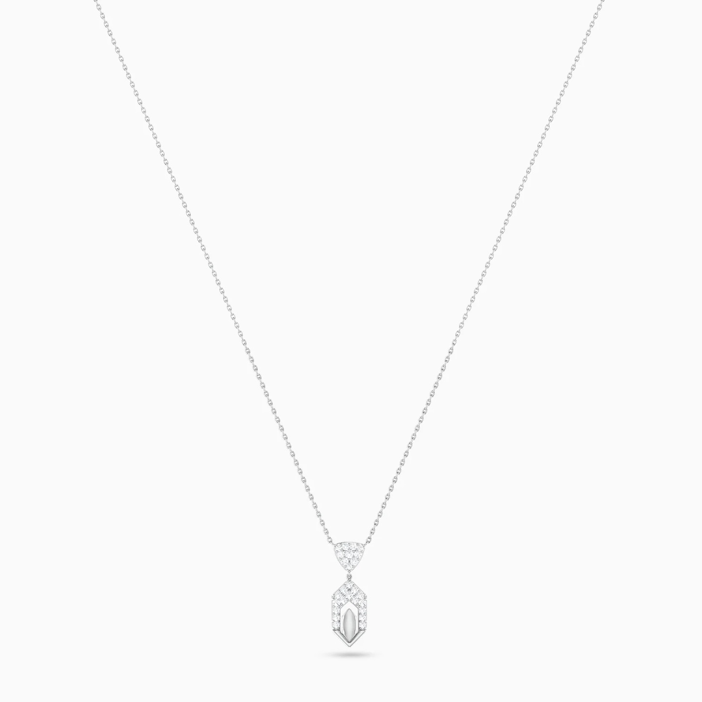 Triangle & Hexagonal Frame Diamond Necklace in 18K Gold - 3 Triangle & Hexagonal Frame Diamond Necklace in 18K Gold - 3