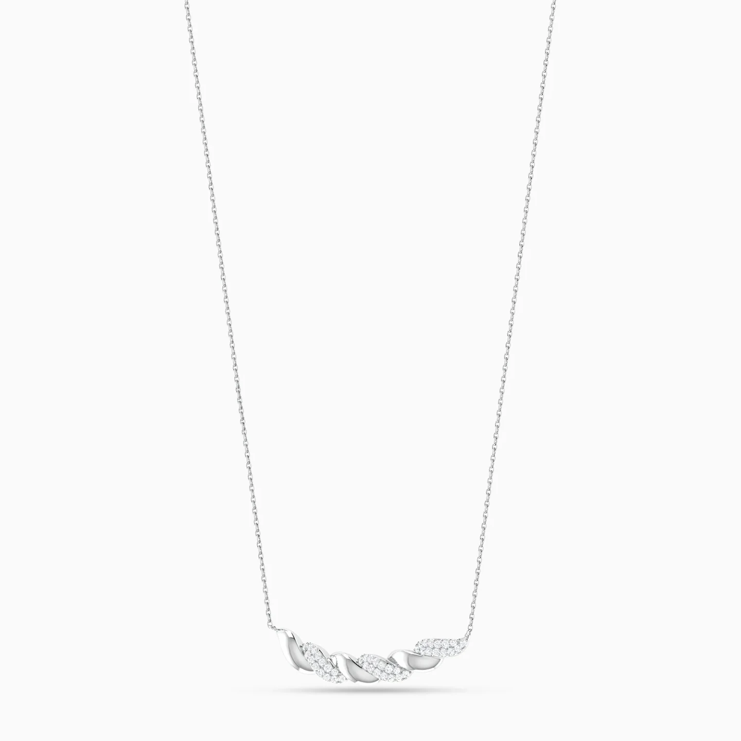 Wave Curved Bar Diamond Necklace in 18K Gold - 2 Wave Curved Bar Diamond Necklace in 18K Gold - 2