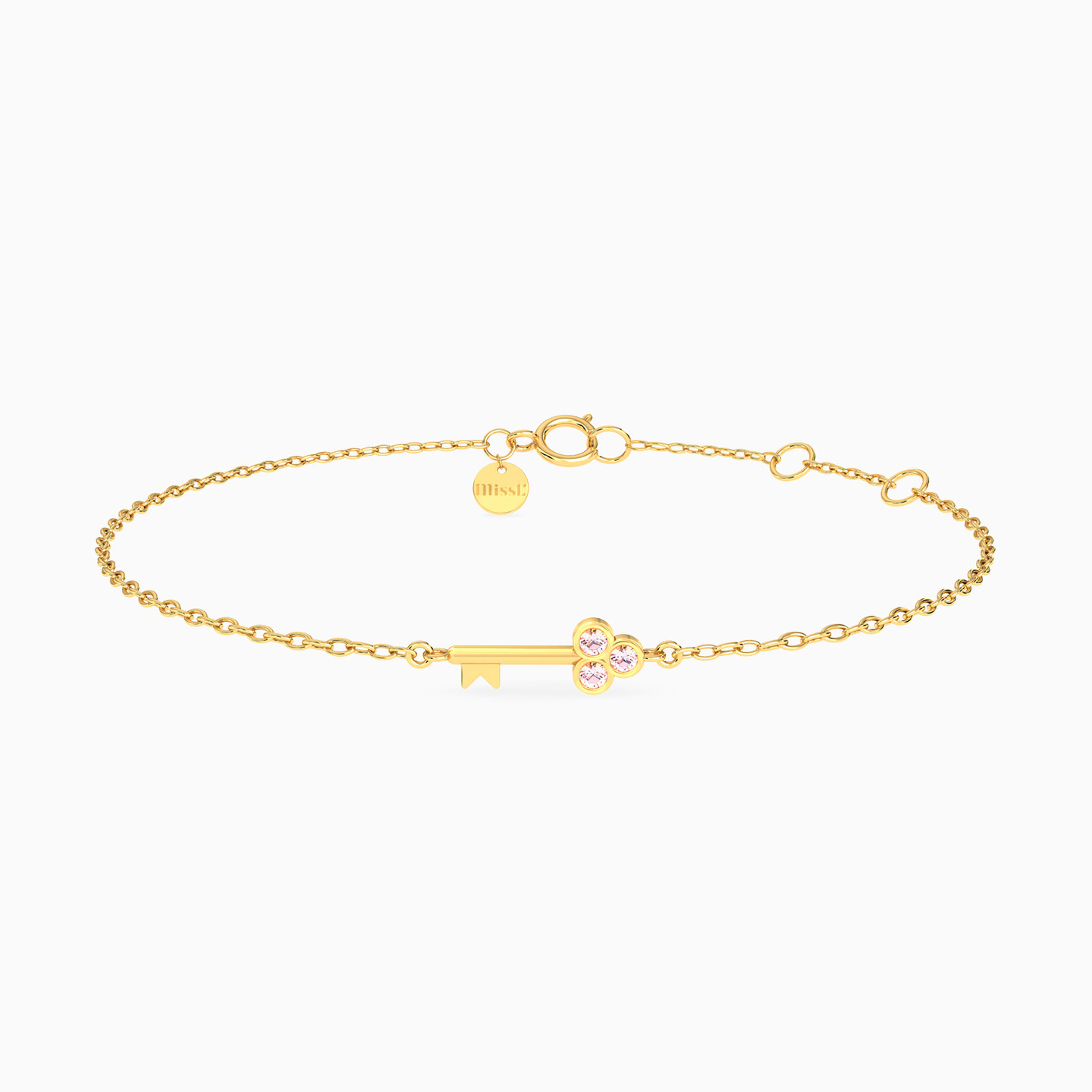 Key Rose Stone Chain Bracelet in 14K Gold Key Rose Stone Chain Bracelet in 14K Gold