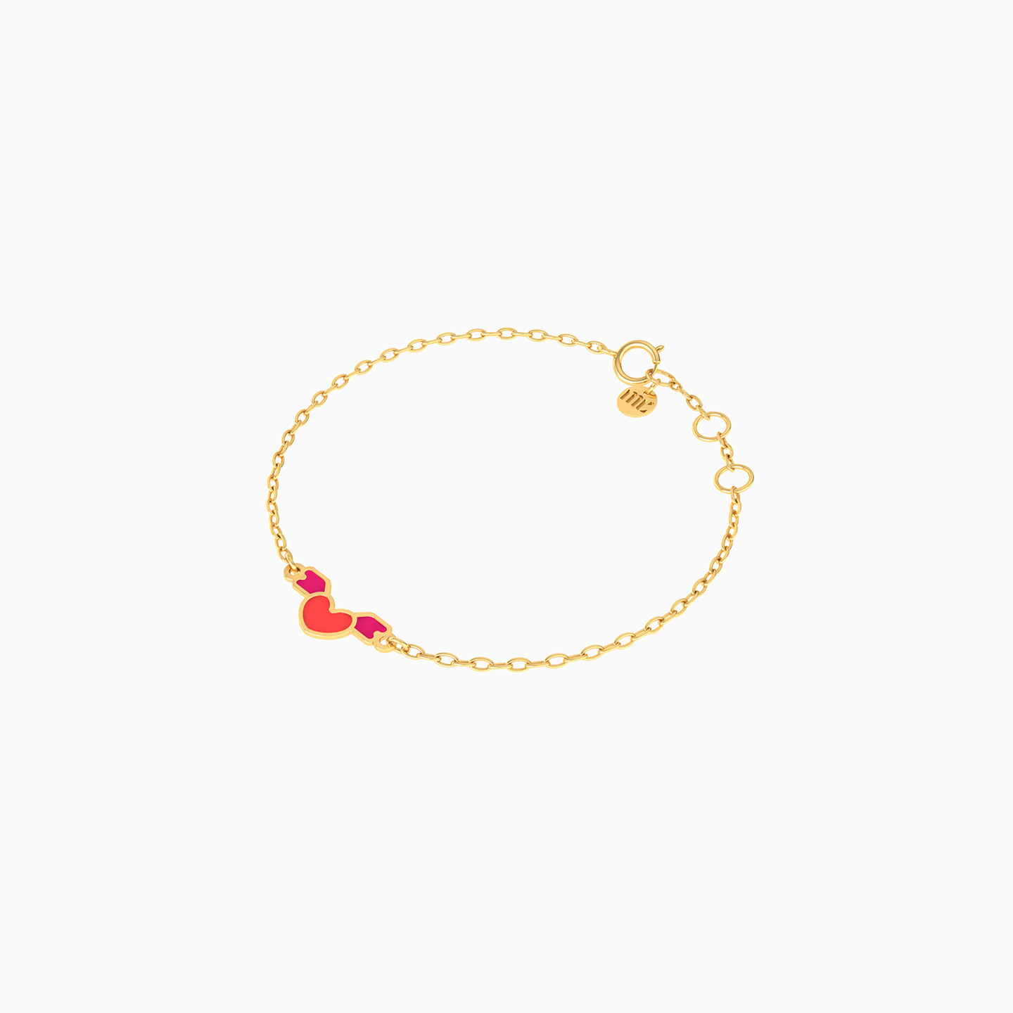 Kids Heart Chain Bracelet in 14K Gold - 2 Kids Heart Chain Bracelet in 14K Gold - 2