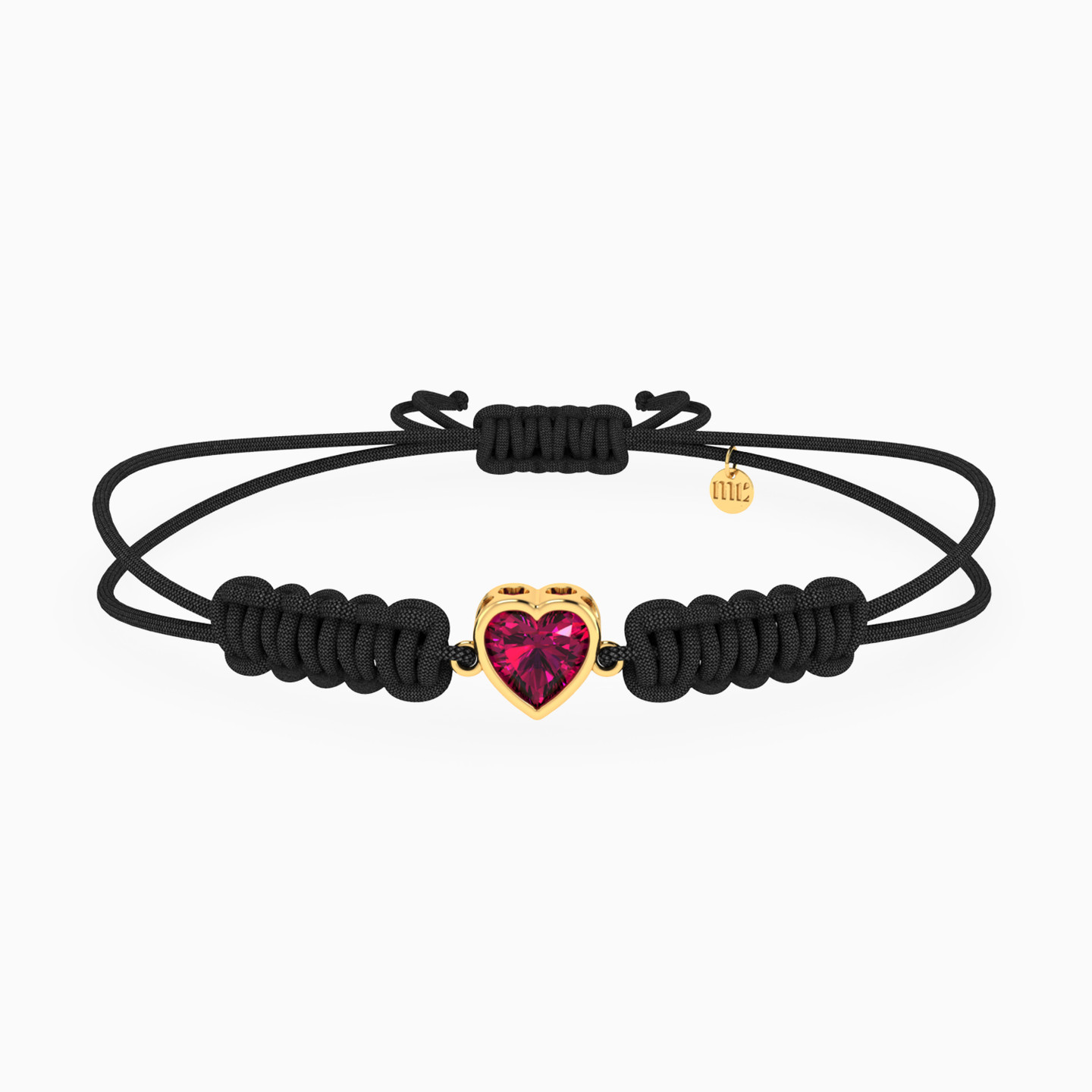 Heart Red Stone Cord Bracelet in 14k Gold Heart Red Stone Cord Bracelet in 14k Gold