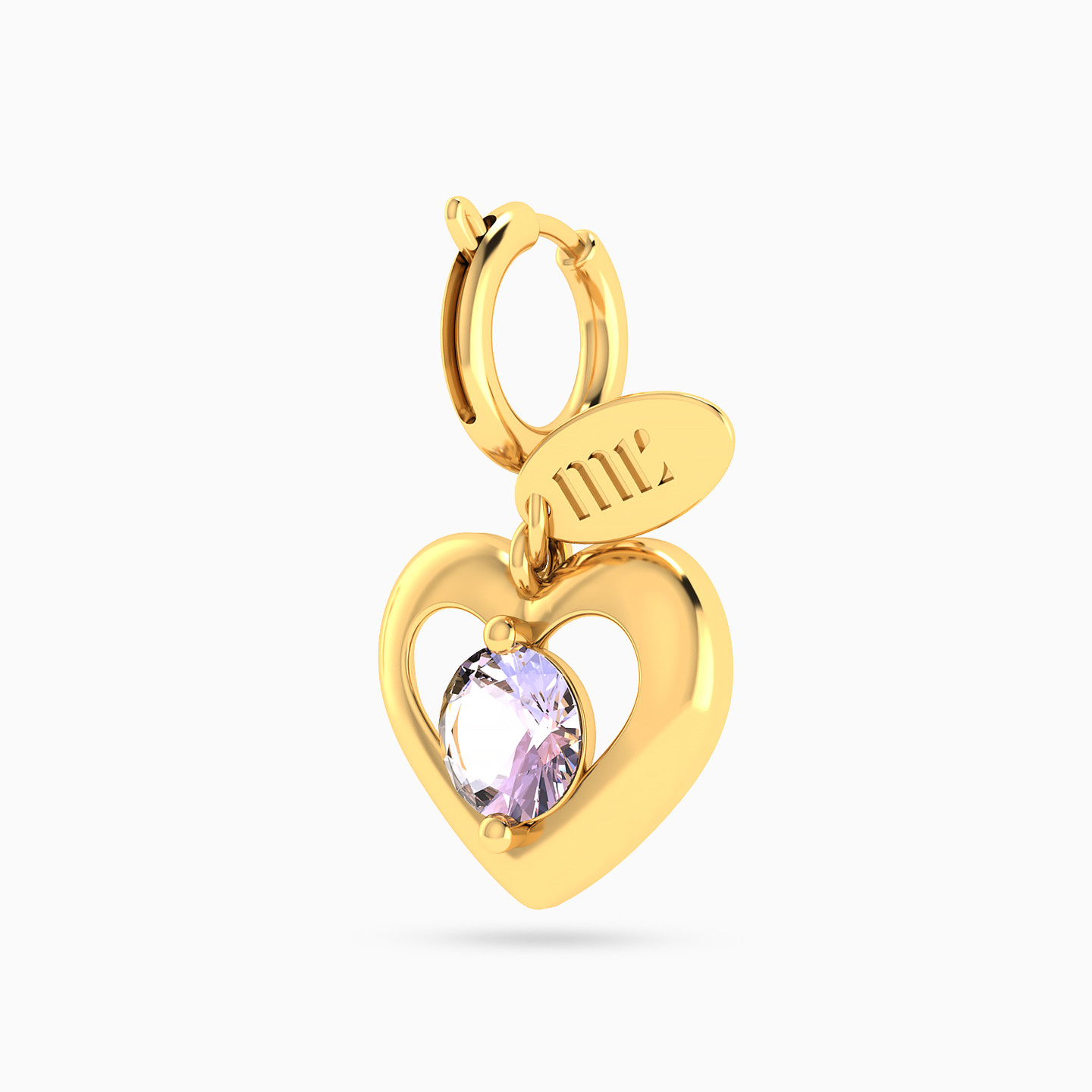 Kids Heart Purple Stone Charm in 14K Gold - 3 Kids Heart Purple Stone Charm in 14K Gold - 3