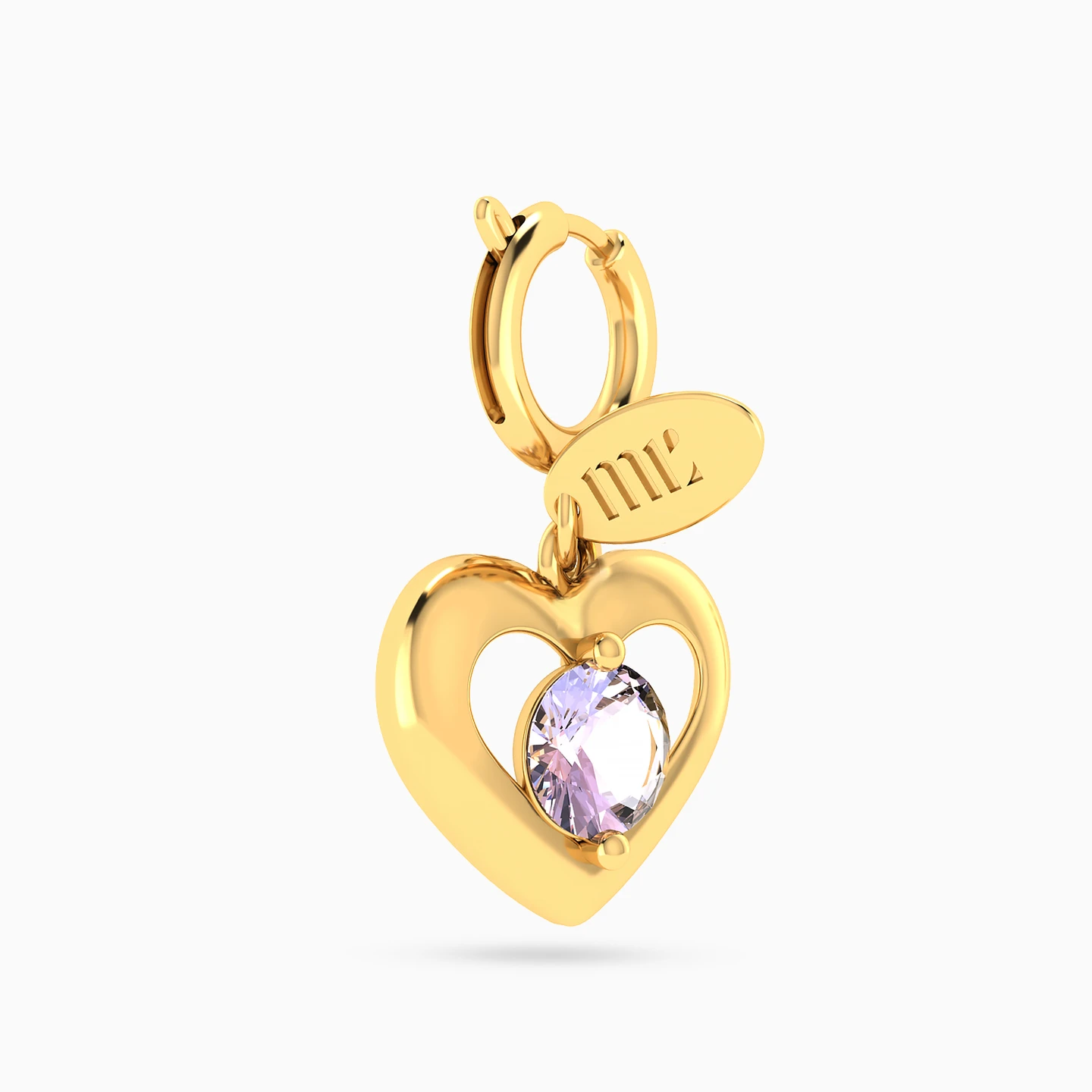 Kids Heart Purple Stone Charm in 14K Gold - 4 Kids Heart Purple Stone Charm in 14K Gold - 4