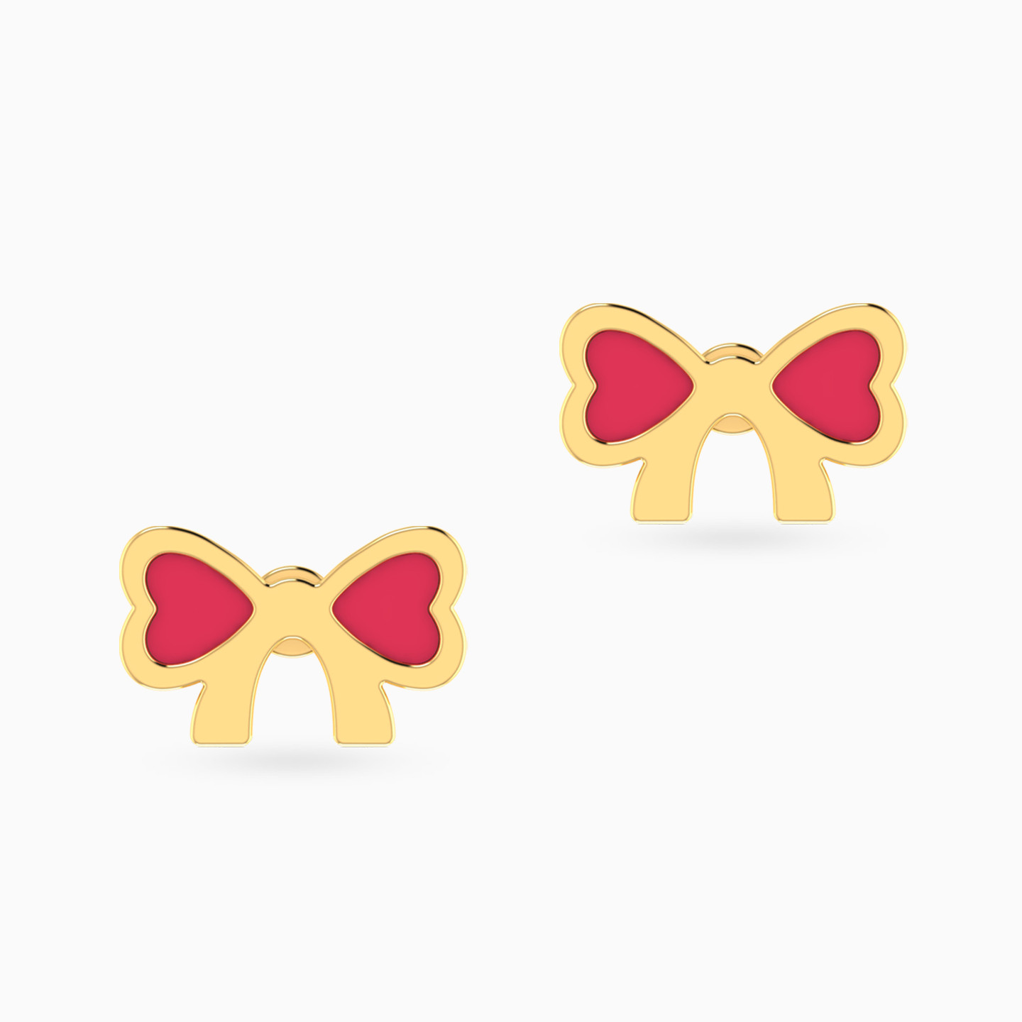 Kids Bow Colored Stones Stud Earrings in 14K Gold - 3 Kids Bow Colored Stones Stud Earrings in 14K Gold - 3