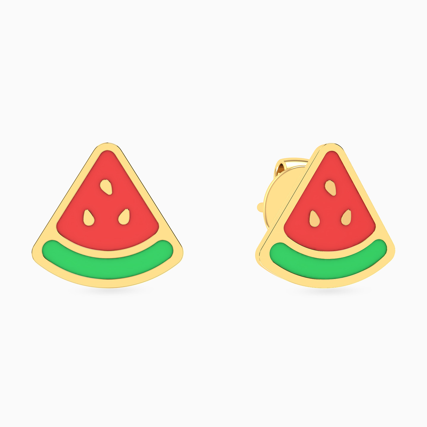 Kids Watermelon Colored Stones Stud Earrings in 14K Gold Kids Watermelon Colored Stones Stud Earrings in 14K Gold
