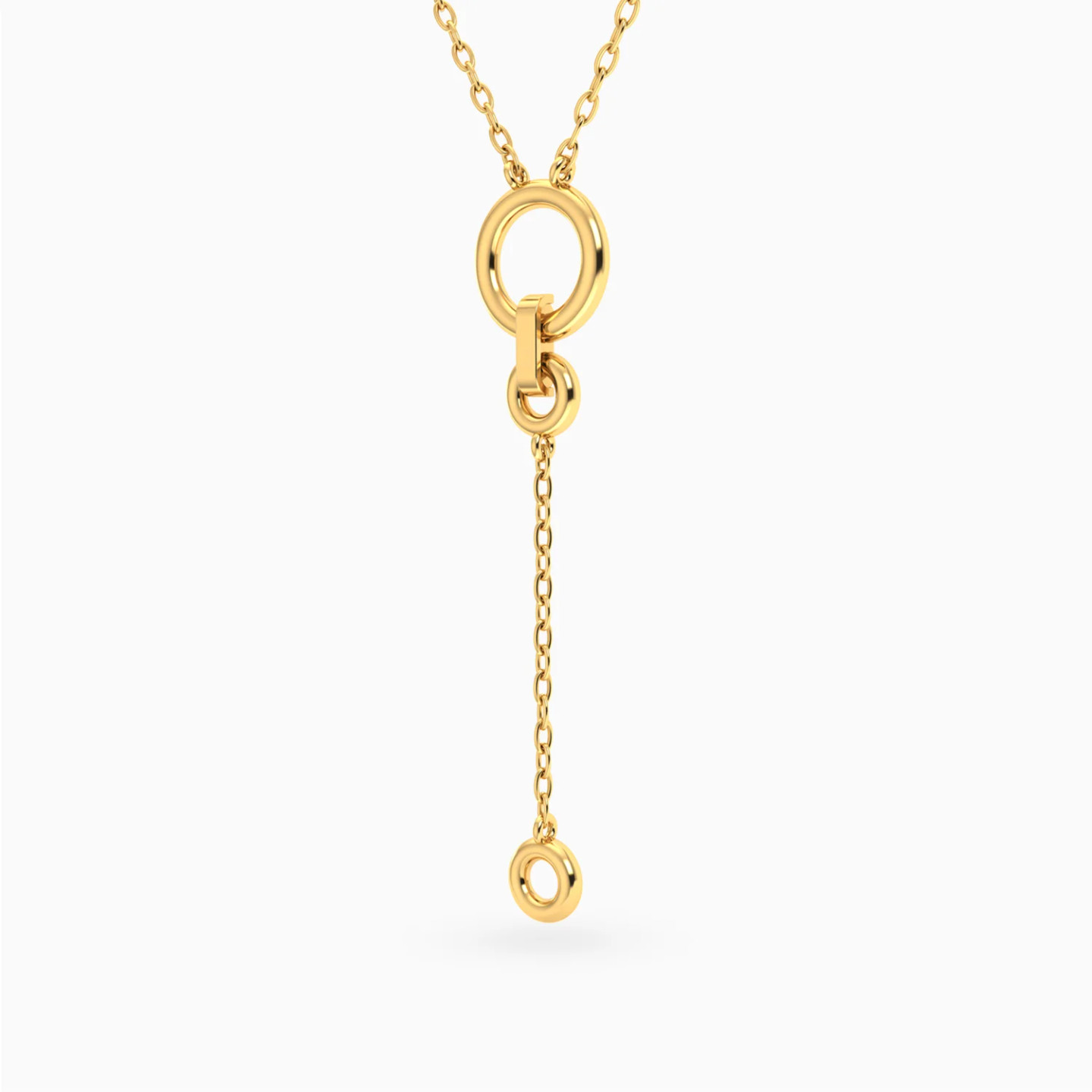 Circles Y Shaped Necklace in 18K Gold - 2 Circles Y Shaped Necklace in 18K Gold - 2