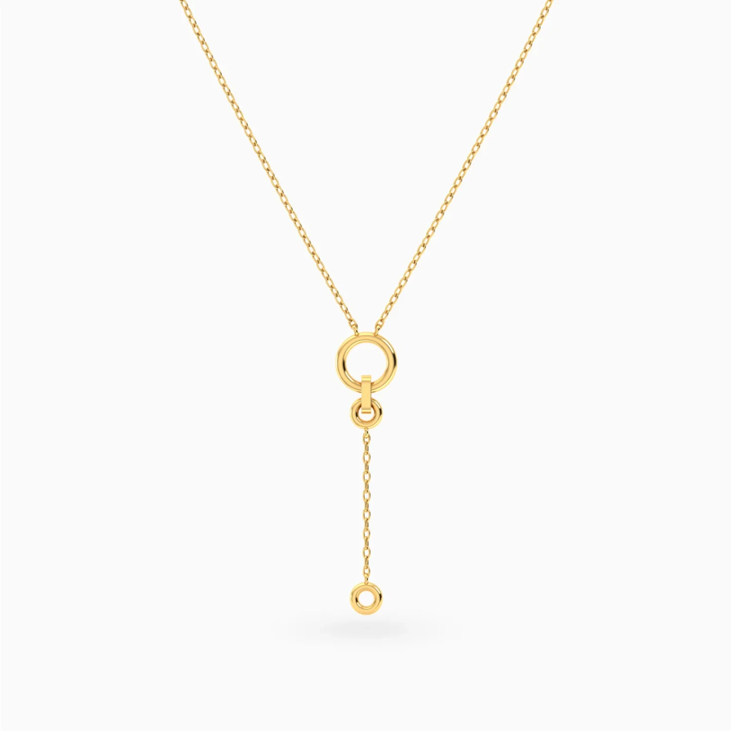 Circles Y Shaped Necklace in 18K Gold - 3 Circles Y Shaped Necklace in 18K Gold - 3