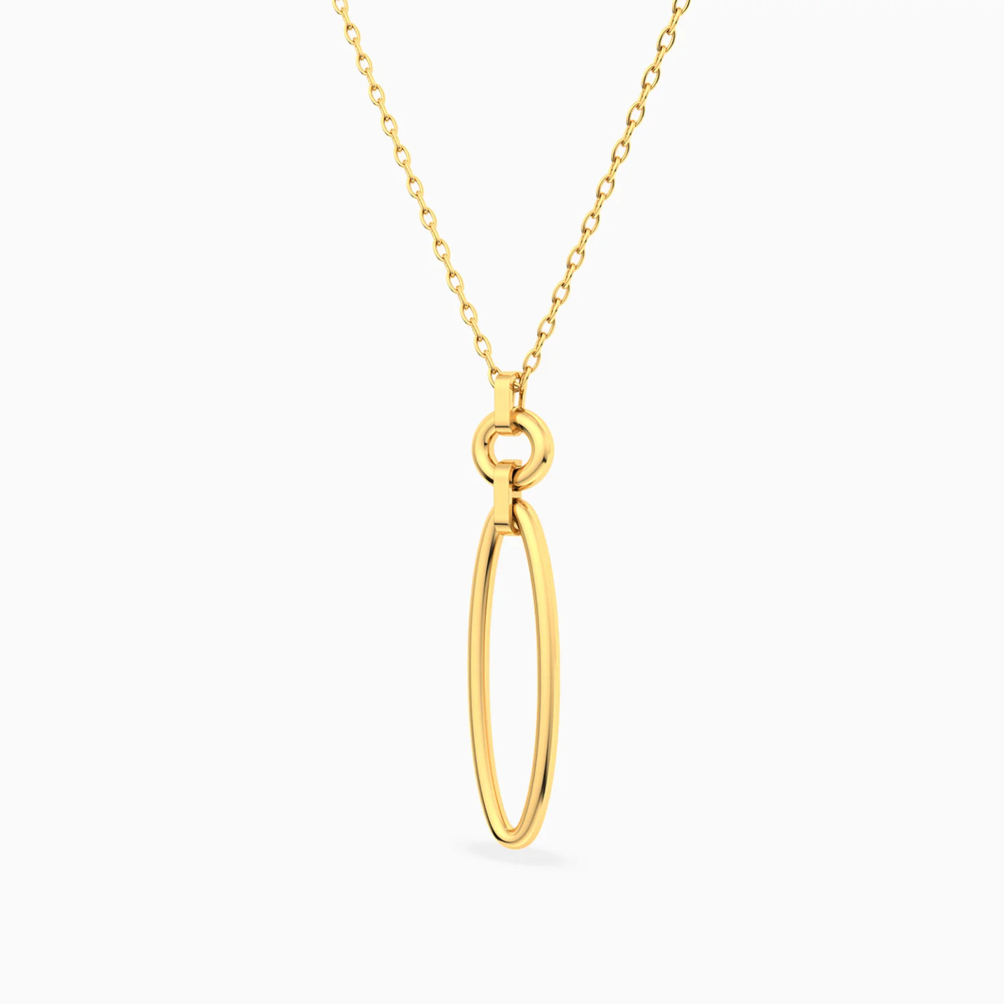 Elongated Oval & Circle Links Necklace in 18K Gold - 2 Elongated Oval & Circle Links Necklace in 18K Gold - 2