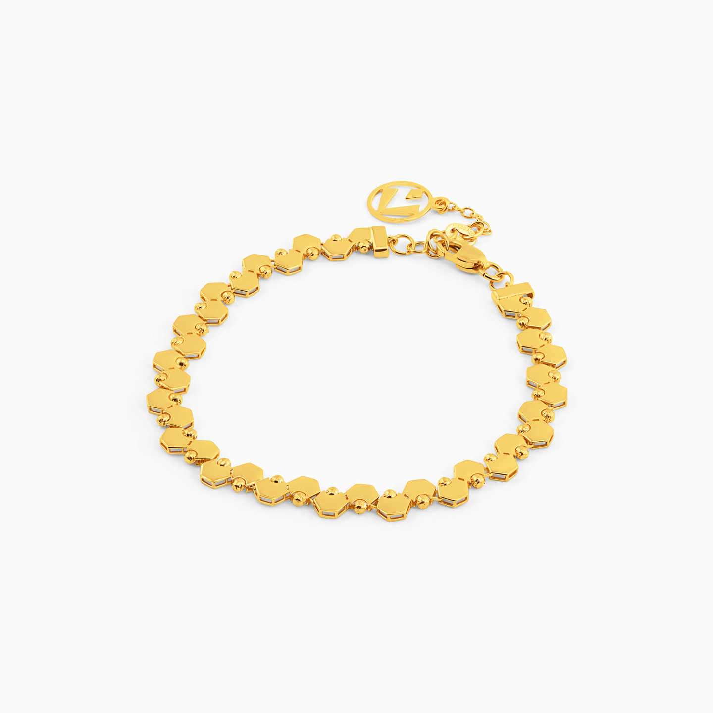 Hexagon Chain Bracelet in 21K Gold - 2 Hexagon Chain Bracelet in 21K Gold - 2