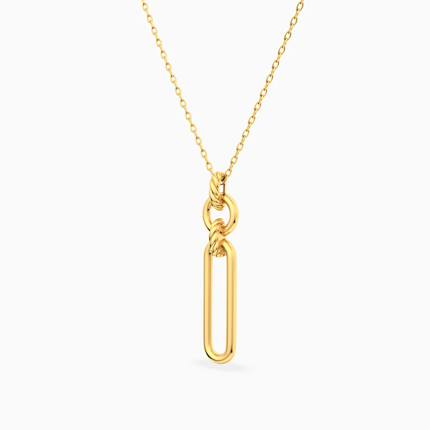 Elongated Oval Twisted Links Necklace in 18K Gold - 2 Elongated Oval Twisted Links Necklace in 18K Gold - 2