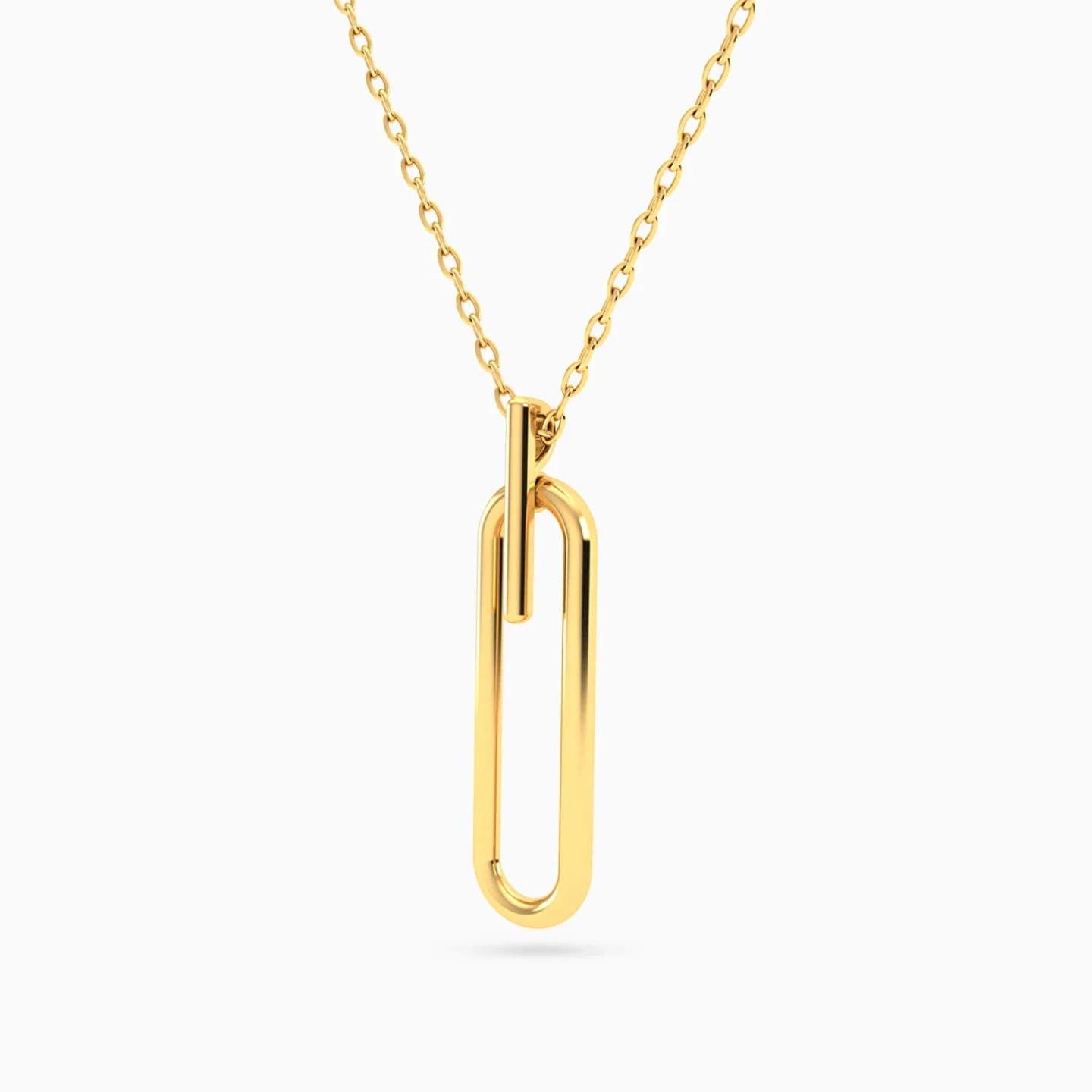 Elongated Oval Loop & Sleek Bar Necklace in 18K Gold - 2 Elongated Oval Loop & Sleek Bar Necklace in 18K Gold - 2