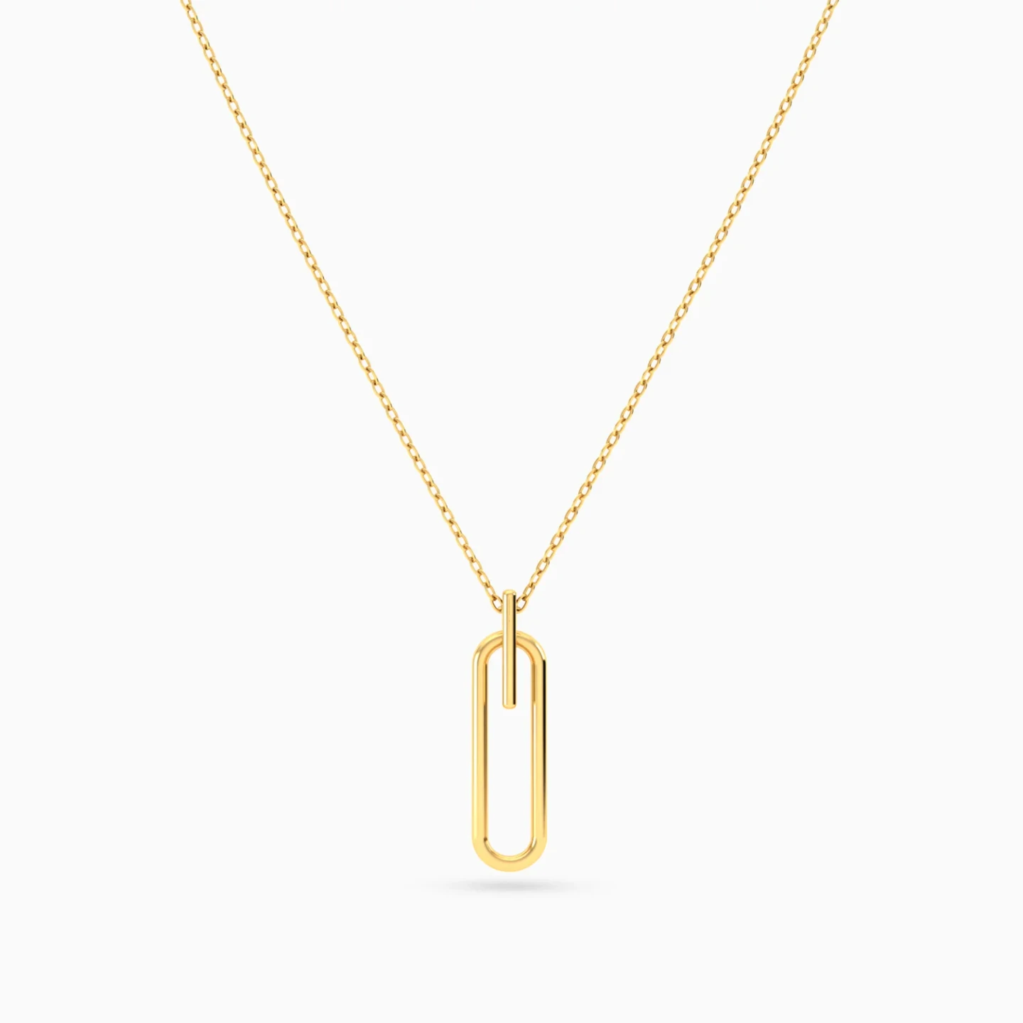 Elongated Oval Loop & Sleek Bar Necklace in 18K Gold - 3 Elongated Oval Loop & Sleek Bar Necklace in 18K Gold - 3