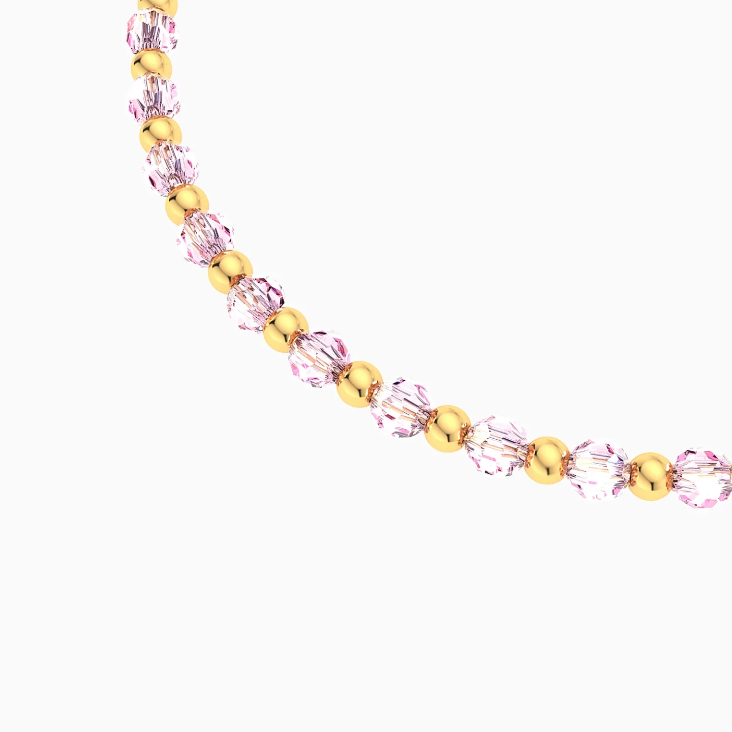 Beads & Pink Stones Chain Bracelet in 18K Gold - 4 Beads & Pink Stones Chain Bracelet in 18K Gold - 4