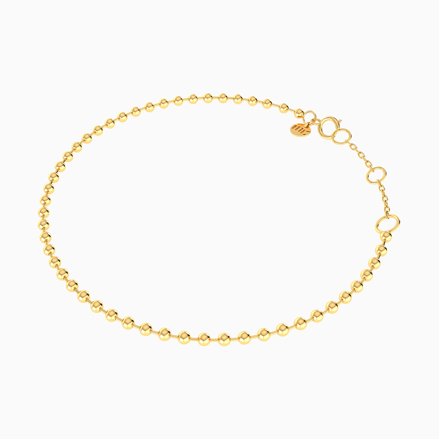 Fully Beaded Chain Bracelet in 18K Gold - 5 Fully Beaded Chain Bracelet in 18K Gold - 5