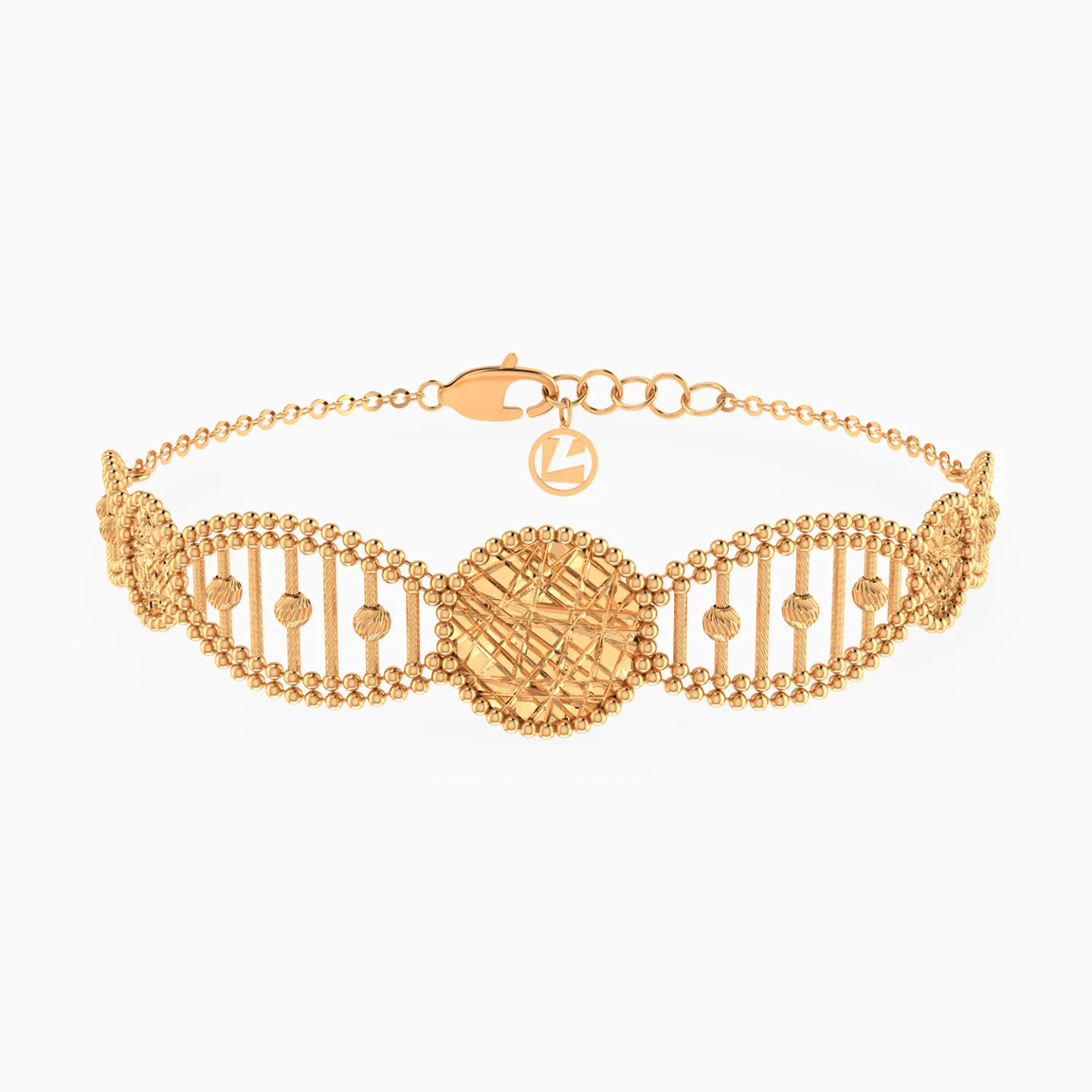 Elongated Open Motifs Beaded Chain Bracelet in 21K Gold Elongated Open Motifs Beaded Chain Bracelet in 21K Gold