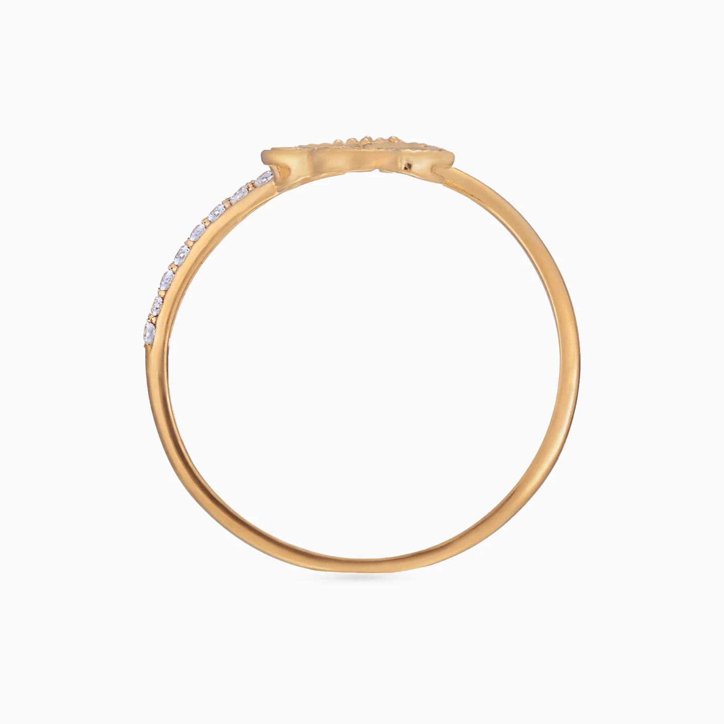 Textured Flower & Floral Cluster Cubic Zirconia Bypass Ring in 21K Gold - 4 Textured Flower & Floral Cluster Cubic Zirconia Bypass Ring in 21K Gold - 4