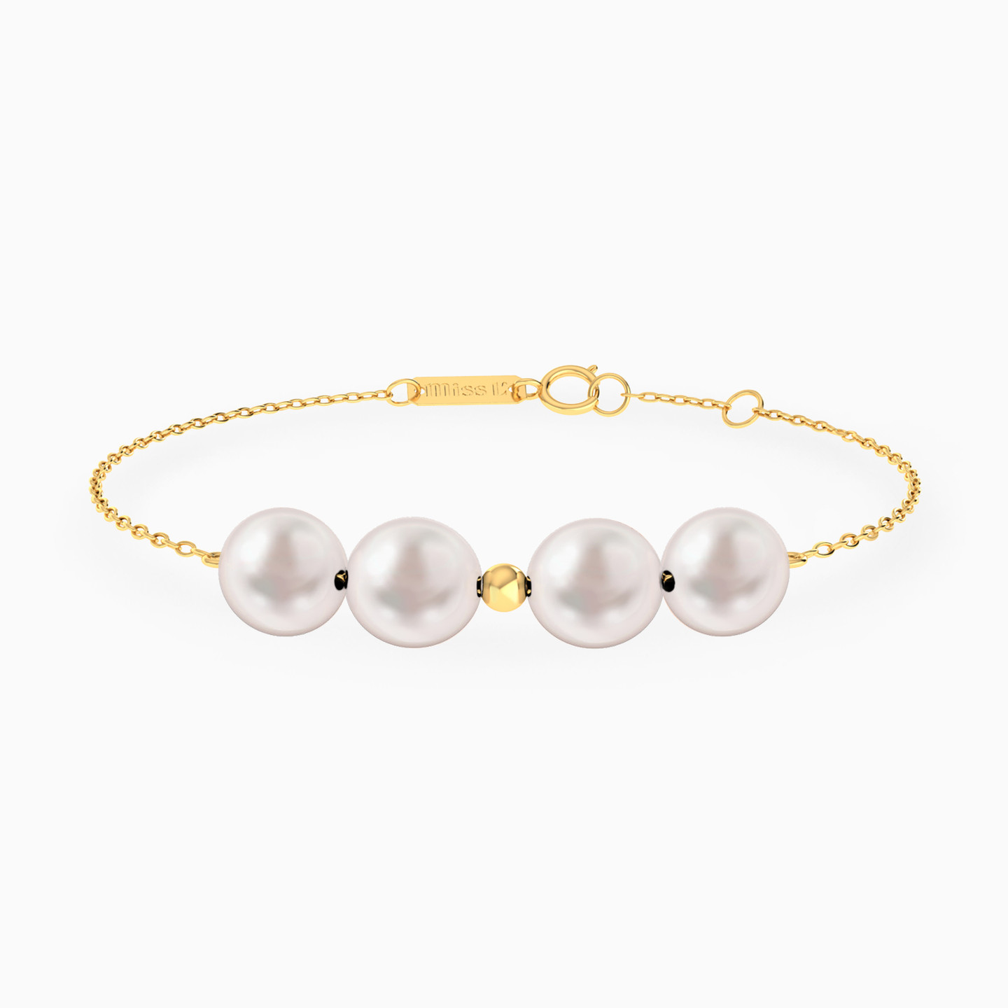 Round Pearl Chain Bracelet in 18K Gold