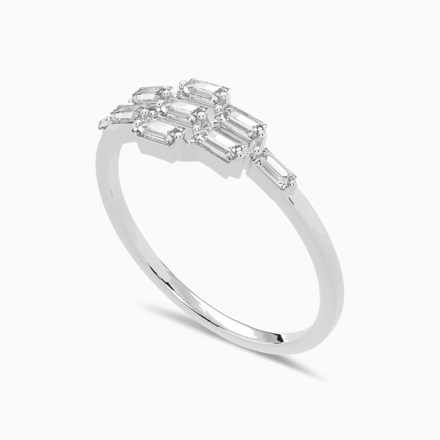 Geomtric Cluster & Baguette Diamond Ring in 18K Gold - 3 Geomtric Cluster & Baguette Diamond Ring in 18K Gold - 3