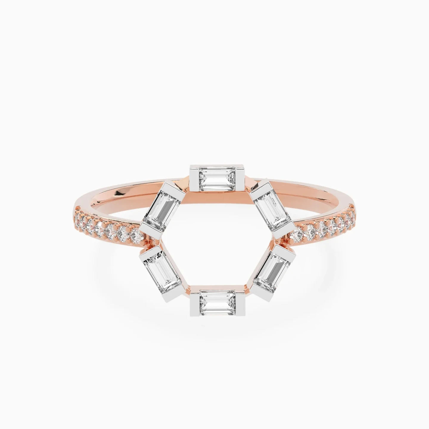 Hexagon & Baguette Diamond Ring in 18K Gold Hexagon & Baguette Diamond Ring in 18K Gold