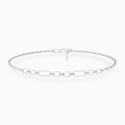 WB403 -  Elongated Paperclip Links Chain Bracelet in Silver - 167101400121200-1.jpg