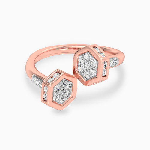 LDR2092 - Hexagon Diamond Two-headed Ring in 18K Gold - KR607722-1.jpg