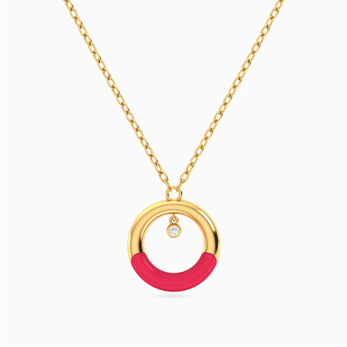 LIN861 - Circle Cubic Zirconia & Enamel Coated Necklace in 18K Gold - 111413110002-1.jpg