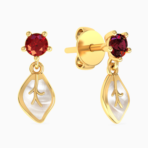 LIE145 - Leaf Shaped Colored Stones Drop Earrings in 18K Gold - 111213180060-2.jpg