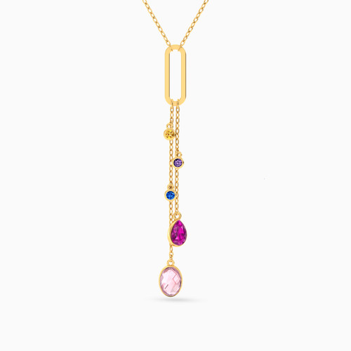 LIN993 - Tassel Colored Stones Necklace in 18K Gold - 111404180059-1.jpg
