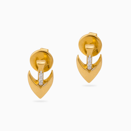 MLE347 - Anchor Diamonds & Cubic Zirconia Stud Earrings in 18K Gold - 20978-1.jpg