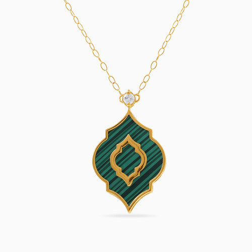 LIN1000 - Arabesque Diamond & Green Stones Necklace in 18K Gold - 111405120098-1.jpg