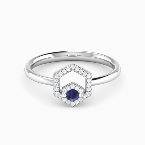 LDR2162 - Hexagon Diamond & Blue Stone Ring in 18K Gold - RN404751W18HSA1-1.jpg