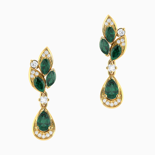 LDE549 - Pear Diamond & Green Stones Drop Earrings in 18K Gold - ER413112Y18HEM1-1.jpg