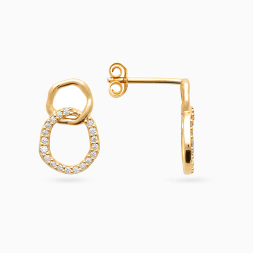 WE155 - Circle Clear Stone Gold Plated Stud Earrings - 23028710-1.jpg