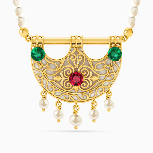 LIN434 - Arabesque Colored Stones Necklace in 18K Gold - 111407180011-1.jpg