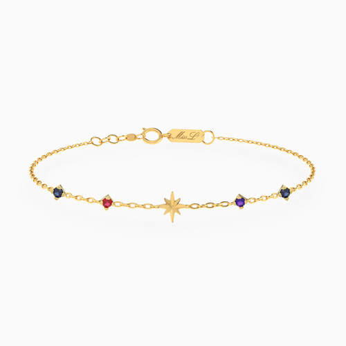 MLB112 - Star Colored Stones Chain Bracelet in 18K Gold - 21047110114-1.jpg