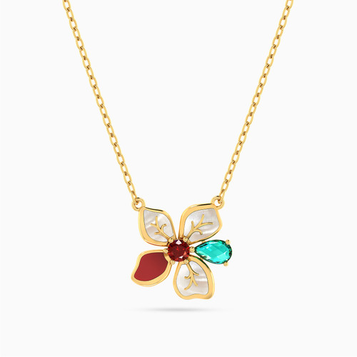 LIN951 - Flower Colored Stones Necklace in 18K Gold - 111413180052-1.jpg