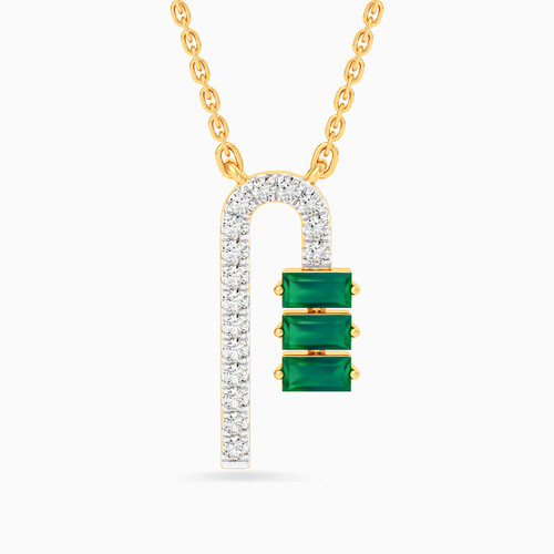 LDN1923 - Arch Diamond & Green Stones Necklace in 18K Gold - KP609735EM-1.jpg