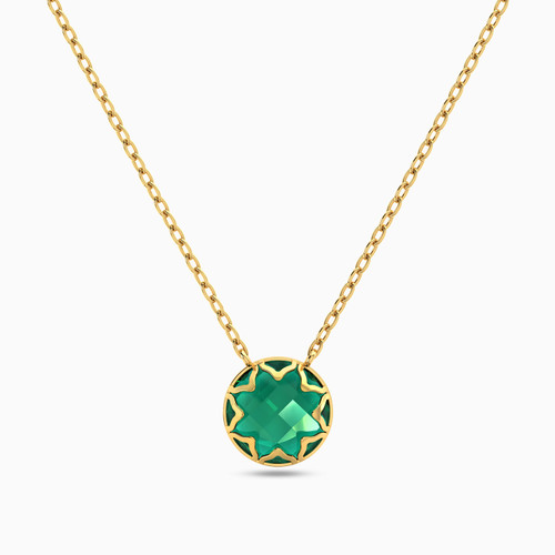 LIN770 - Circle Green Stones Necklace in 18K Gold - 111404120346-1.jpg