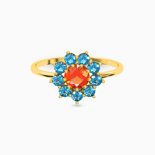MLR278 - Flower Colored Stones Ring in 18K Gold - 21048030096-1.jpg
