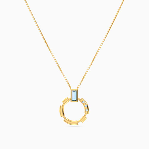 LIN1044 - Circle Colored Stones Necklace in 18K Gold - 111404150398-4.jpg