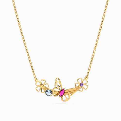 LIN764 - Butterfly Colored Stones Necklace in 18K Gold - 111404180341-1.jpg