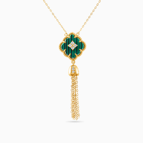 LIN825 - Tassel Green Stones Necklace in 18K Gold - 121405120019-1.jpg