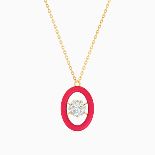 LIN862 - Oval Cubic Zirconia & Enamel Coated Necklace in 18K Gold - 111413110003-1.jpg