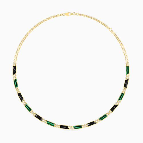 LIN679 - Baguette Colored Stones Chain Necklace in 18K Gold - 111405180093-1.jpg
