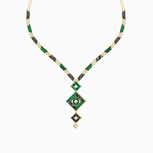 LIN681 - Multishaped Colored Stones Chain Necklace in 18K Gold - 111405180095-1.jpg