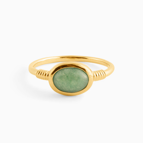WR38 - Oval Green Stones Gold Plated Ring - 291855054-1.jpg