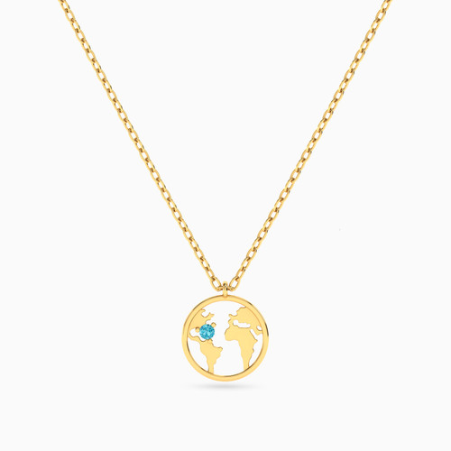 MLN955 - World Map Colored Stones Necklace in 18K Gold - 21046140951-1.jpg