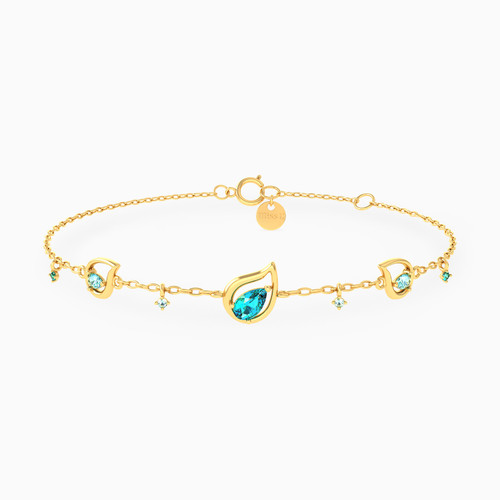 MLB386 - Pear Colored Stones Chain Bracelet in 18K Gold - 21047110262-1.jpg