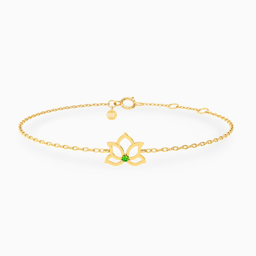 MLB356 - Lotus Green Stones Chain Bracelet in 18K Gold - 21047110249-1.jpg