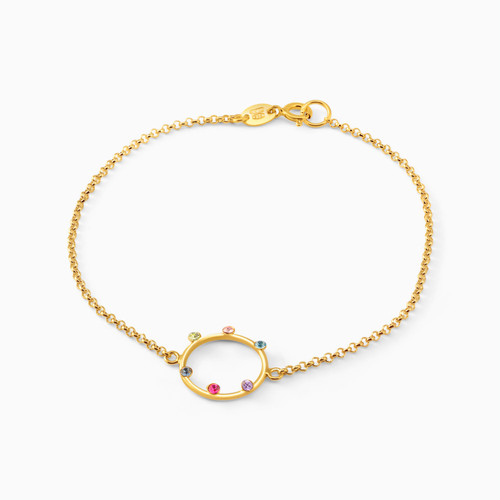 WB65 - Circle Colored Stones Gold Plated Chain Bracelet - A3582-MDP-1.jpg